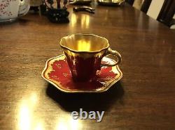 Coalport Red And Gold Vintage Demitasse Cup & Saucer