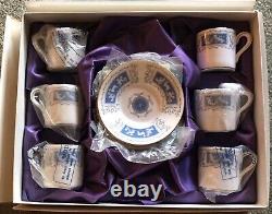 Coalport Revelry 1970s Set of 6 Demitasse Cups & Saucers in Presentation Box