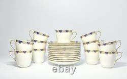 Coalport St. Malo 11 Cobalt Bone China Demitasse Cups 2 1/4 2.5oz & Saucers