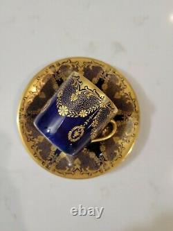 Cobalt Rosenthal Selb Bavaria Demitasse Cup Saucer Gold Gilt Jeweled