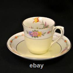 Colclough Set 8 Cups & Saucers Demitasse Color Bands Floral Garlands 1939-1945