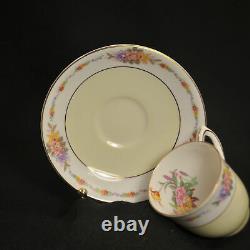 Colclough Set 8 Cups & Saucers Demitasse Color Bands Floral Garlands 1939-1945