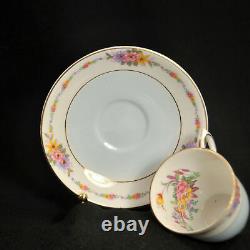 Colclough Set 8 Cups & Saucers Demitasse Color Bands Floral Garlands 1939-1945