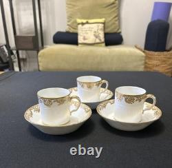 Collectible Three sets of French Sèvres-style demitasse cups and saucers