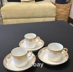 Collectible Three sets of French Sèvres-style demitasse cups and saucers