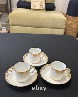 Collectible Three sets of French Sèvres-style demitasse cups and saucers