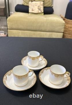 Collectible Three sets of French Sèvres-style demitasse cups and saucers