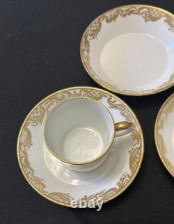 Collectible Three sets of French Sèvres-style demitasse cups and saucers
