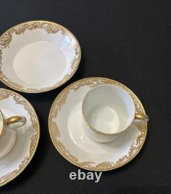 Collectible Three sets of French Sèvres-style demitasse cups and saucers