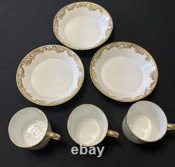 Collectible Three sets of French Sèvres-style demitasse cups and saucers