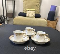 Collectible Three sets of French Sèvres-style demitasse cups and saucers