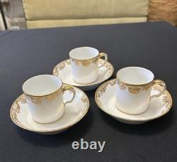 Collectible Three sets of French Sèvres-style demitasse cups and saucers
