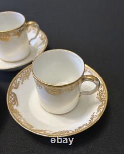 Collectible Three sets of French Sèvres-style demitasse cups and saucers