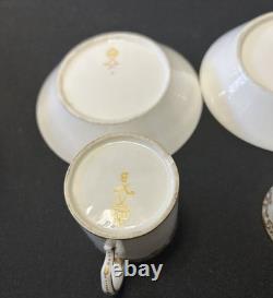 Collectible Three sets of French Sèvres-style demitasse cups and saucers