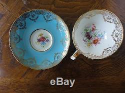 Colourful Set Of 4 Paragon Demitasse Cup & Saucer, Gilt Floral Pattern, No Tax