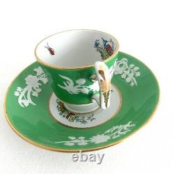 Copeland Spode Chelsea Bird Demitasse Cups And Saucers Green Multicolored Birds