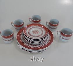 Copeland Spode HERITAGE RED 17 Piece Set Demitasse Cups Saucers Dessert Plates