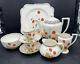 Crown Ducal 1920's A1915 Poppy Demitasse Pot Demitasse Cups Saucers + Extras