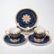 Crown Staffordshire Cobalt Blue Gold Bone China Demitasse Espresso Cups Saucers