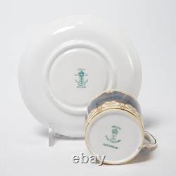 Crown Staffordshire Cobalt Blue Gold Bone China Demitasse Espresso Cups Saucers