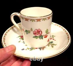 Crown Staffordshire England Set of 6 Demitasse Pagoda Cups Saucers Exotic Birds