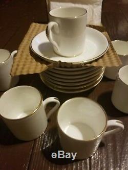 Crown Staffordshire TIFFANY & CO Gold Trim Flat Demitasse Cup & Saucer Set of 7