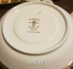 Crown Staffordshire TIFFANY & CO Gold Trim Flat Demitasse Cup & Saucer Set of 7