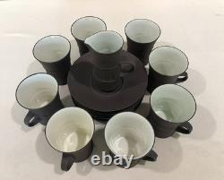 Dansk Denmark Brown Flamestone Demitasse 8 Coffee Tea Cups 8 Saucers 1 Creamer