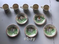 Davenport Hunting Scenes Burleigh England Demitasse Cups with Saucers