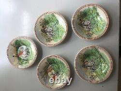 Davenport Hunting Scenes Burleigh England Demitasse Cups with Saucers