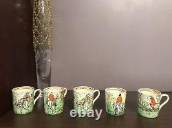 Davenport Hunting Scenes Burleigh England Demitasse Cups with Saucers