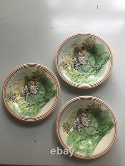 Davenport Hunting Scenes Burleigh England Demitasse Cups with Saucers