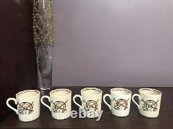 Davenport Hunting Scenes Burleigh England Demitasse Cups with Saucers