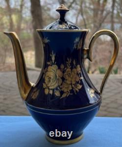 Demitasse Coffee Set for 12, Bareuther Bavaria Echt Cobalt Gold Roses & Flowers