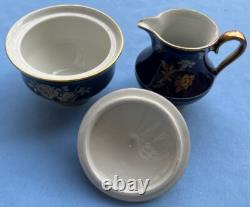 Demitasse Coffee Set for 12, Bareuther Bavaria Echt Cobalt Gold Roses & Flowers