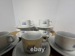 Demitasse Cup Saucer Set of 7 HVAR Hotel Croatia Porcelain Espresso Coffee Set