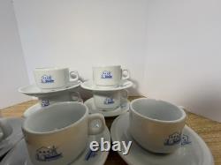Demitasse Cup Saucer Set of 7 HVAR Hotel Croatia Porcelain Espresso Coffee Set