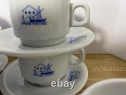 Demitasse Cup Saucer Set of 7 HVAR Hotel Croatia Porcelain Espresso Coffee Set