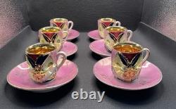 Demitasse Espresso or Tea Cups & Reticulated Saucers. Made in Germany Set of 6