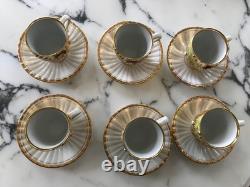 Demitasse Raised Gold Flower Remember Me Cup & Saucer Hand Painted 12 Piece SET