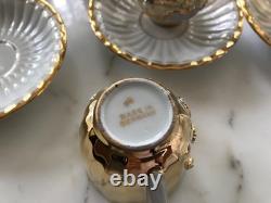 Demitasse Raised Gold Flower Remember Me Cup & Saucer Hand Painted 12 Piece SET