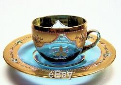 Demitasse cups and saucers Moser Art Glass from Russia, 1800's