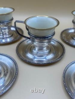 Demitasse set of 8 cups and saucers vintage sterling silver Matthew Co