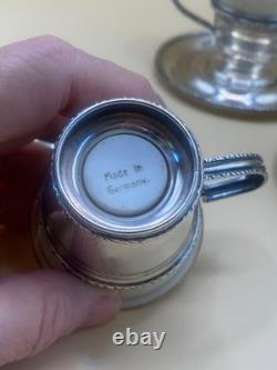 Demitasse set of 8 cups and saucers vintage sterling silver Matthew Co