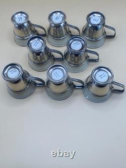 Demitasse set of 8 cups and saucers vintage sterling silver Matthew Co