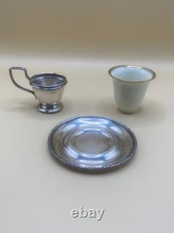 Demitasse set of 8 cups and saucers vintage sterling silver Matthew Co