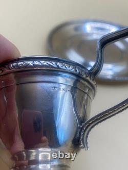 Demitasse set of 8 cups and saucers vintage sterling silver Matthew Co