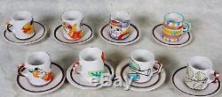 Desimone Italian Art Pottery Demitasse Set for 8 Cups & Saucers Picasso Style