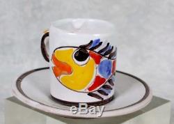 Desimone Italian Art Pottery Demitasse Set for 8 Cups & Saucers Picasso Style