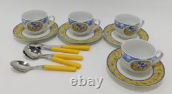 Discontinued 4pc Euro Disney Disneyland Paris Demitasse Cup & Saucers Espresso